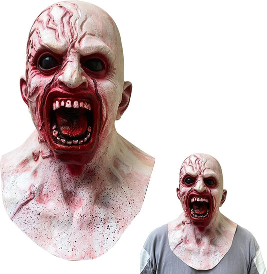 Scary Halloween Mask for Adults, Realistic Creepy Horror Human Face Masks for Cosplay Movie Costume Party