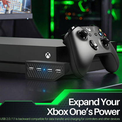 TNP USB Port Hub Adapter for Xbox One (Black) - High Speed 4 Ports USB Hub Extension Expansion Charger Connector Splitter for Xbox One Game Console Accessories