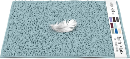 Soft Plush Chenille Bathroom Rug, Absorbent Microfiber Bath Mat, Machine Washable, Non-Slip Grip, Quick-Dry, Thick Shag Carpet Great for Bath, Shower Floor, Bedroom, or Door Mat (Beige, 17x24)