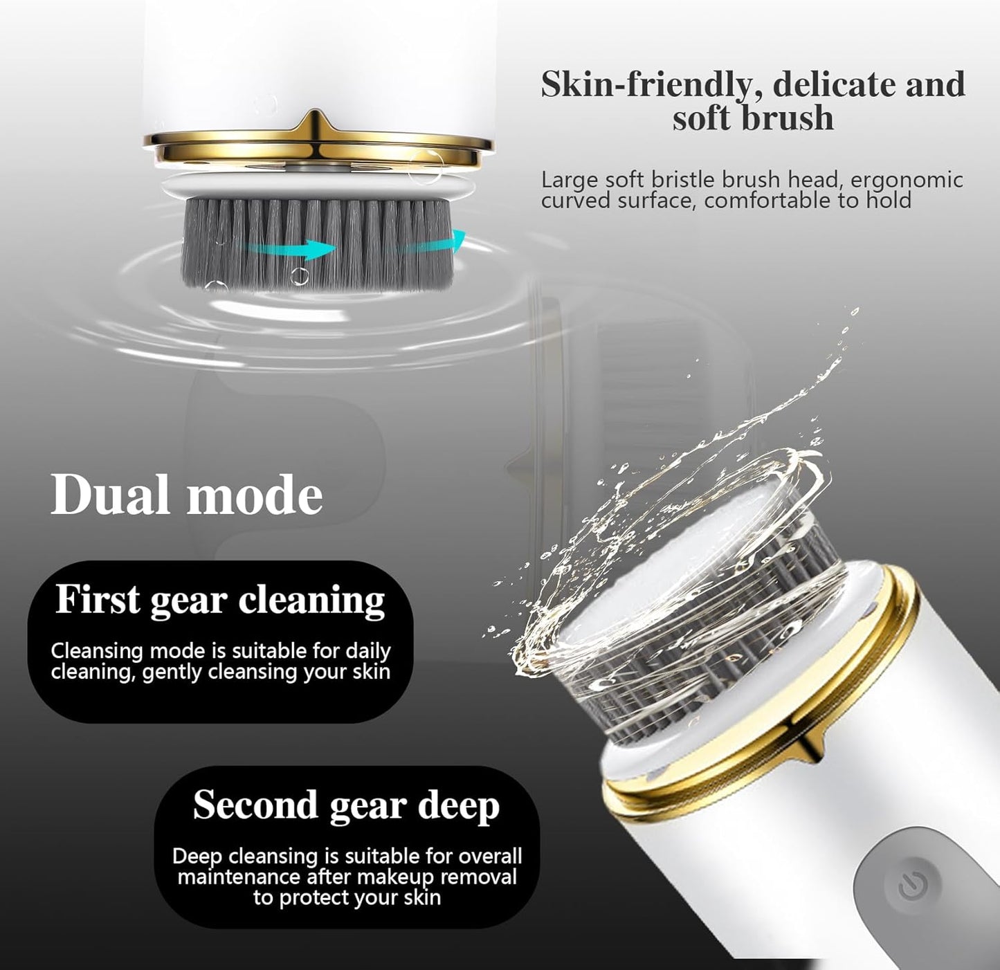 Facial Cleansing Brush,Face Scrubber,Electric Face Cleansing Brush,Comes with Three Replaceable Brush Heads,and USB Rechargeable,Electric Exfoliating Rotating Massage Device Waterproof Deep Cleaning