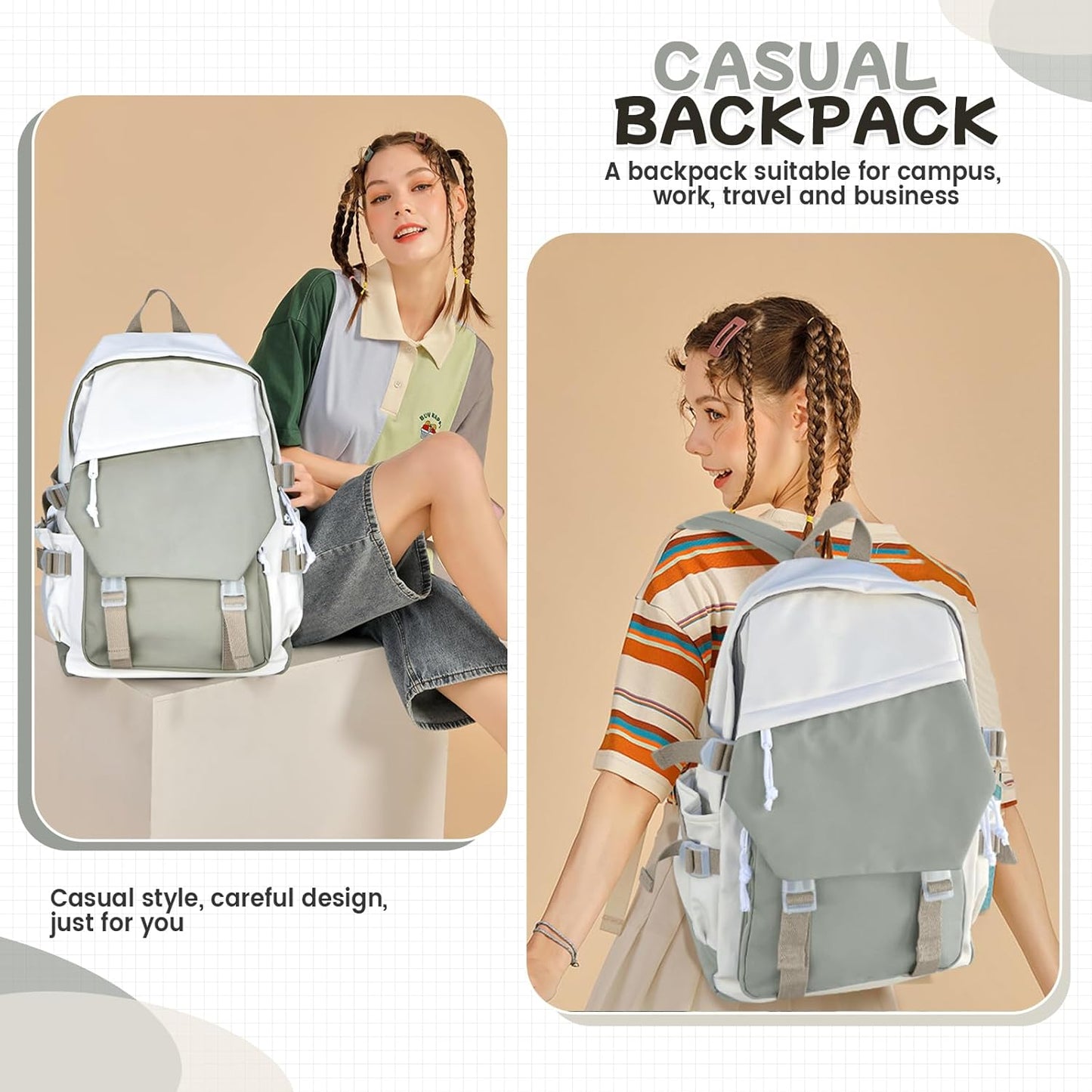 School Backpack for Women Men College High School Bags for Boys Girls Casual Daypack Laptop Backpack Waterproof Black Bookbag Travel Rucksack