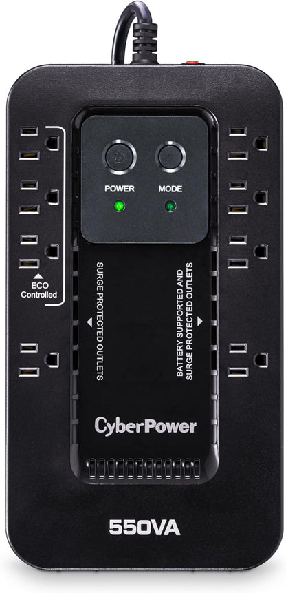 CyberPower EC850LCD Ecologic Battery Backup & Surge Protector UPS System, 850VA/510W, 12 Outlets, ECO Mode, Compact, Uninterruptible Power Supply