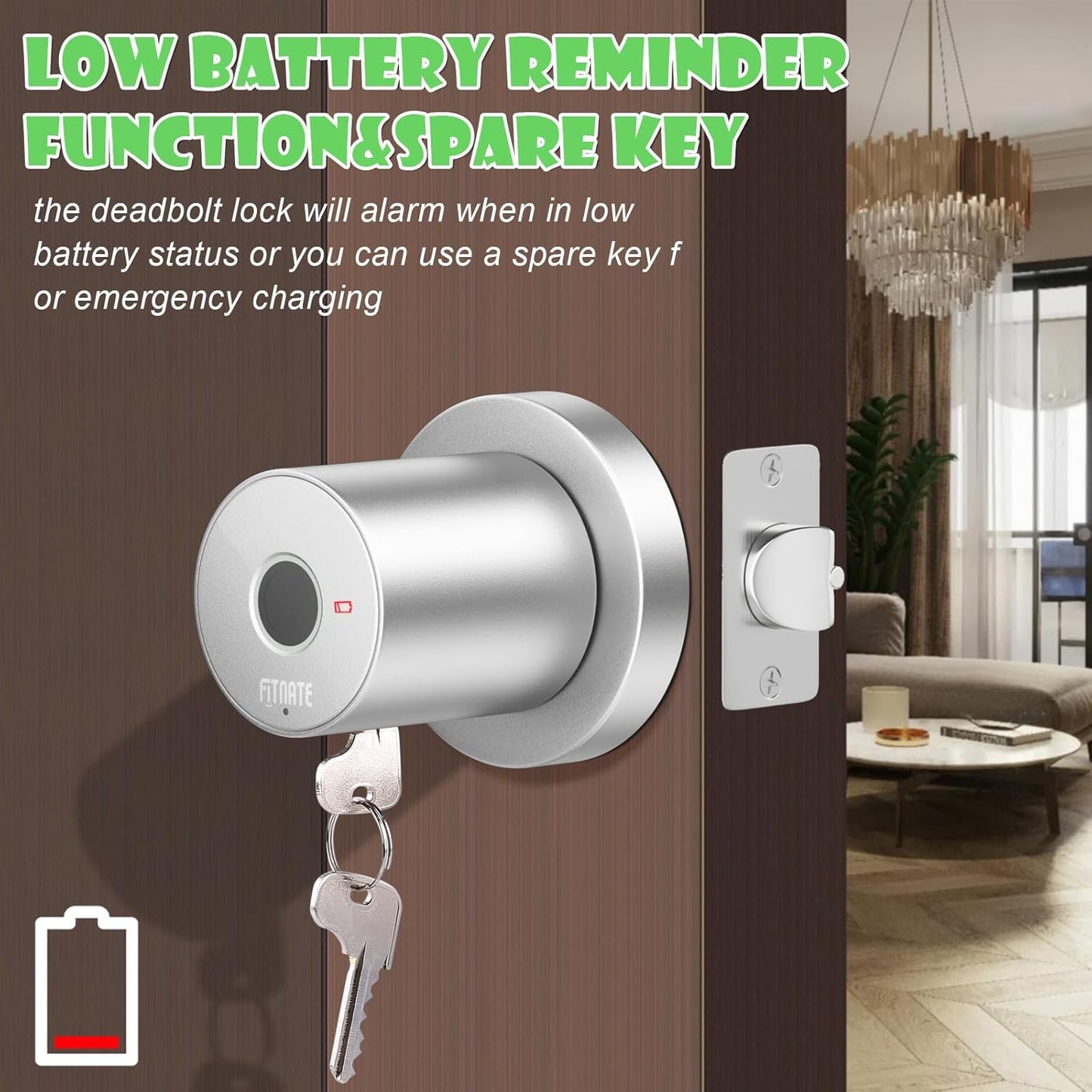 FITNATE Fingerprint Door Knob, Smart Biometric Door Lock with App Control, Keyless Entry Door Knob with Bluetooth Digital Code, Touch to Open Knob for Bedroom,Home,Hotel,Office, Black