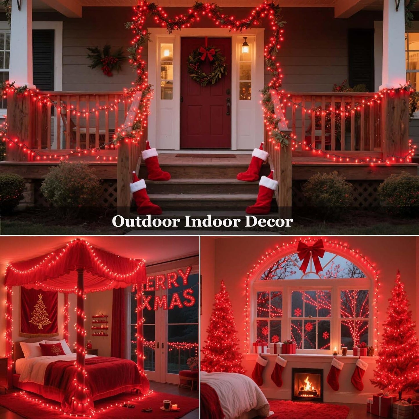 Tcamp 105FT 300 LED Purple Orange Halloween Decorations Lights Motion Activated Sync with 4 Scary Music, 6 Modes Halloween String Lights for Party Yard Outdoor Indoor Decor (3 Sets Connectable)