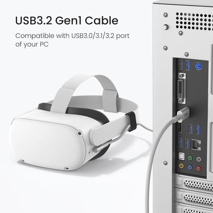 KIWI design 16FT Link Cable Compatible with Oculus/Meta Quest 3S Accessories, and Quest 3/2/Pro/Pico 4, USB3.0 Link Cable with 5Gbps Super Speed