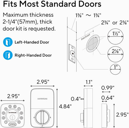 ULTRALOQ U-Bolt Smart Lock + WiFi Bridge, 5-in-1 Keyless Entry Door Lock with WiFi, Bluetooth, App and Keypad, Smart Deadbolt Lock Front Door, ANSI Grade 1 Certified, 1Year Battery, Satin Nickel