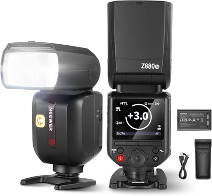 NEEWER Z880-C 2.4G 76Ws TTL Camera Flash Speedlite Compatible with Canon, Upgraded UI, Adjustable Modeling Lamp, TTL/M Quick Switch TCM Key, 1/8000s HSS 7.2V/3000mAh Battery 600 Full Power Flash