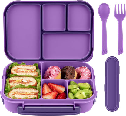 Amathley Lunch Box Kids,Bento Box Adult Lunch Box,Leakproof Lunch Containers for Adults/Kids/Toddler,1200ML-4 Compartments bento Lunch box with Utensil,Microwave & Dishwasher Safe(Dark Gray)