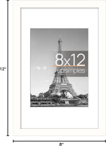 upsimples 11x14 Picture Frame, Display Pictures 8x10 with Mat or 11x14 Without Mat, Wall Hanging Photo Frames, Black