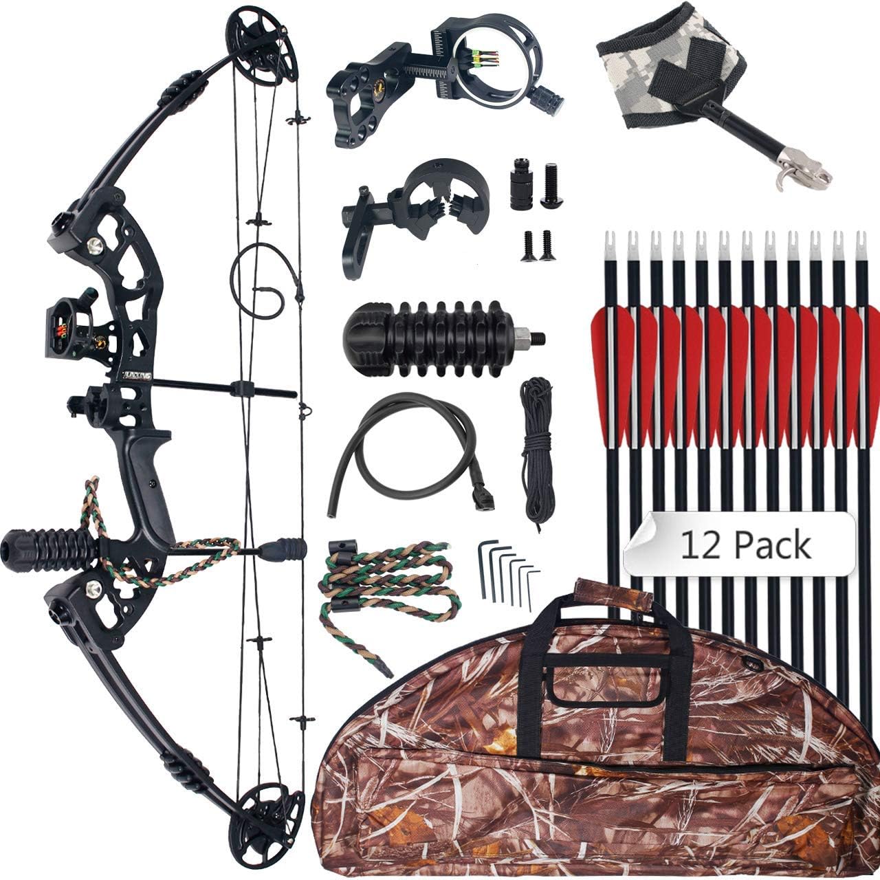 Topbows Compound Bow 30-55lbs 24"-29.5" Archery Hunting Equipment Max Speed 310fps with Accessories Right Handed