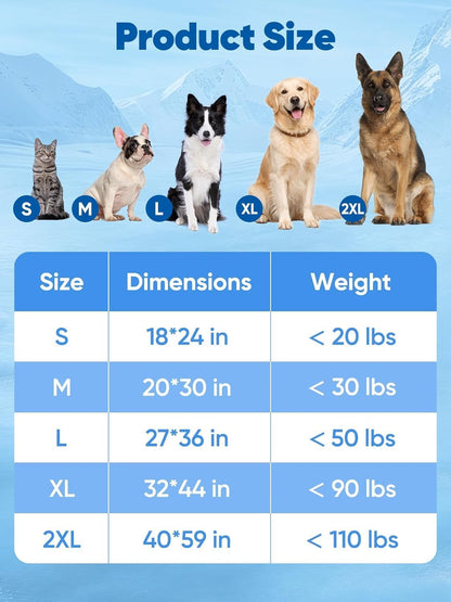 Moisture Wicking, Dog Cooling Mat, Rywell 32"×44"(110x80cm) Extra Large Self-Cooling Pet Mat with Arc-Chill Tech, Color-Changing Fabric, Washable Non-Slip Summer Dog Mat, Blue