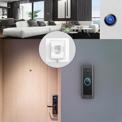 24V 500mA Power Adapter,Extra Long 26ft Extension Cabel Doorbell Transformer for Nest Ecobee Sensi,Honeywell,Ring Video Doorbell,Wyze Doorbell,Eufy Pro Cam,Power Supply