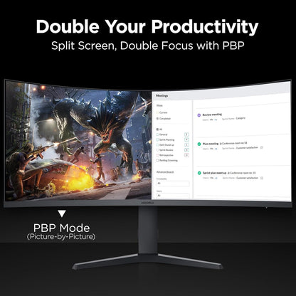 KOORUI 34-inch Ultrawide Curved WQHD 3440×1440 Gaming Monitor, 165Hz 144Hz Curved 1000R- PIP/PBP, 1ms(MPRT) with DisplayHDR 400, DCI-P3 90% Color Gamut, AdaptiveSync, HDMI/DisplayPort, 34E6UC - PuriLite