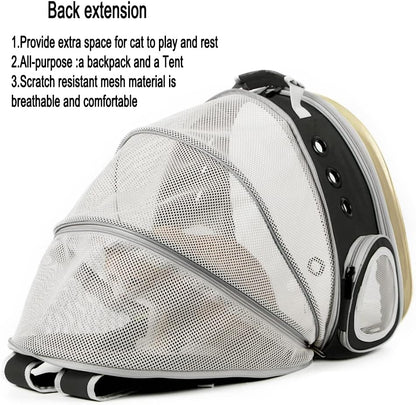 WEVONIGU Front Expandable Cat Backpack Carrier,Fit up to 16 lbs,Pet Carrier Backpack,Space Capsule Astronaut Bubble Window Bag,Cats and Puppies,Airline-Approved,Designed for Travel,Hiking,Walking