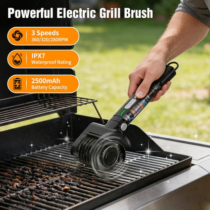 BlueFire 2 in 1 Electric Grill Brush, Cordless Electric Grill Cleaner, 360° Rotating Cleaner Brush Head, Rechargeable BBQ Grill Brushes for Outdoor Grill