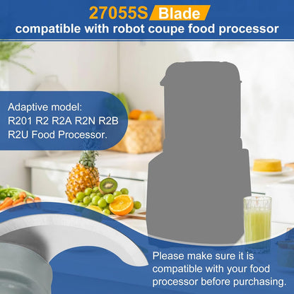 27055 S Smooth Blade Compatible with Robot Coupe Food Processor Replacement for R201, R2, R2A, R2N, R2B, R2U, Stainless Steel Blade with Pitch