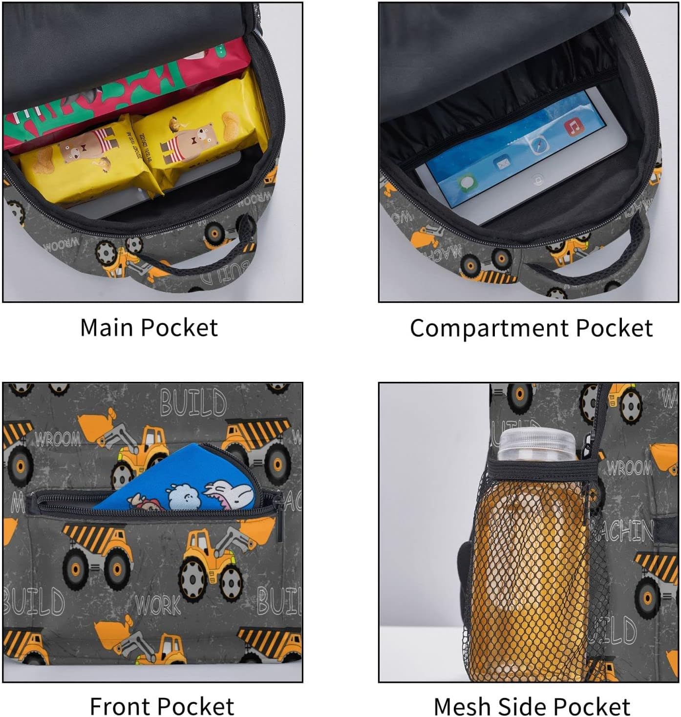 Toddler Backpack Construction Truck Tractor Kid Backpack for Boys Waterproof Bookbag Kindergarten Preschool sac a dos enfant