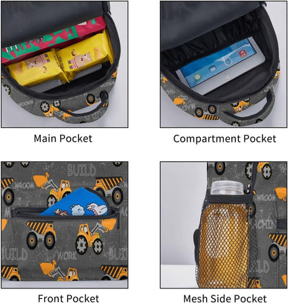 Toddler Backpack Construction Truck Tractor Kid Backpack for Boys Waterproof Bookbag Kindergarten Preschool sac a dos enfant