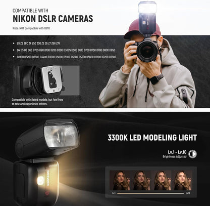 NEEWER Z880-C 2.4G 76Ws TTL Camera Flash Speedlite Compatible with Canon, Upgraded UI, Adjustable Modeling Lamp, TTL/M Quick Switch TCM Key, 1/8000s HSS 7.2V/3000mAh Battery 600 Full Power Flash