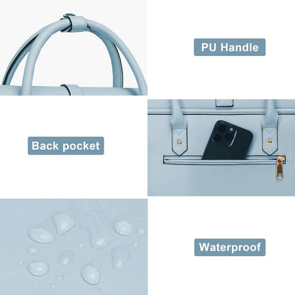 MOSISO Laptop Bag for Women, PU Leather Laptop Shoulder Bag Convertible Backpack, Work Travel Computer Bag with Bowknot - PuriLite