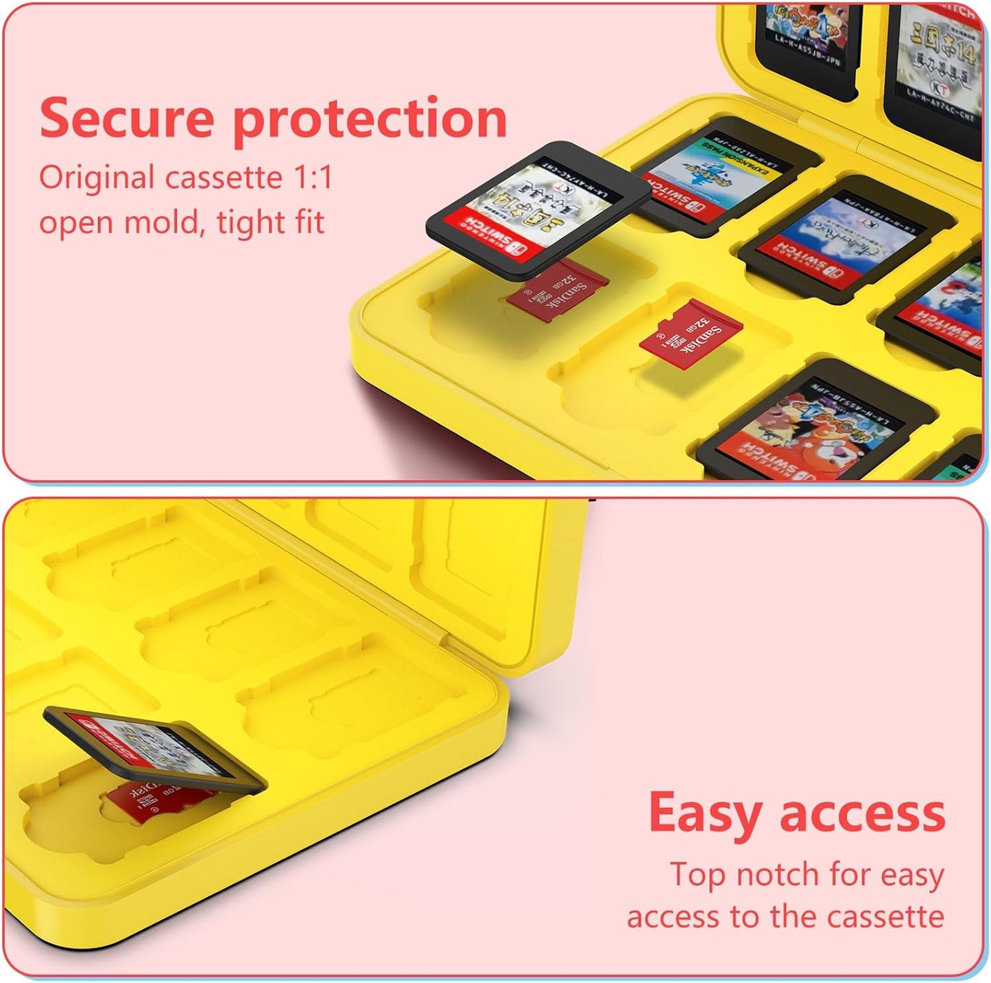 GeeRic 24 Slot Game Card Storage Case Compatible with Switch, Portable Game Card Storage Cartridge with Switch, Games Cartridges & Slot