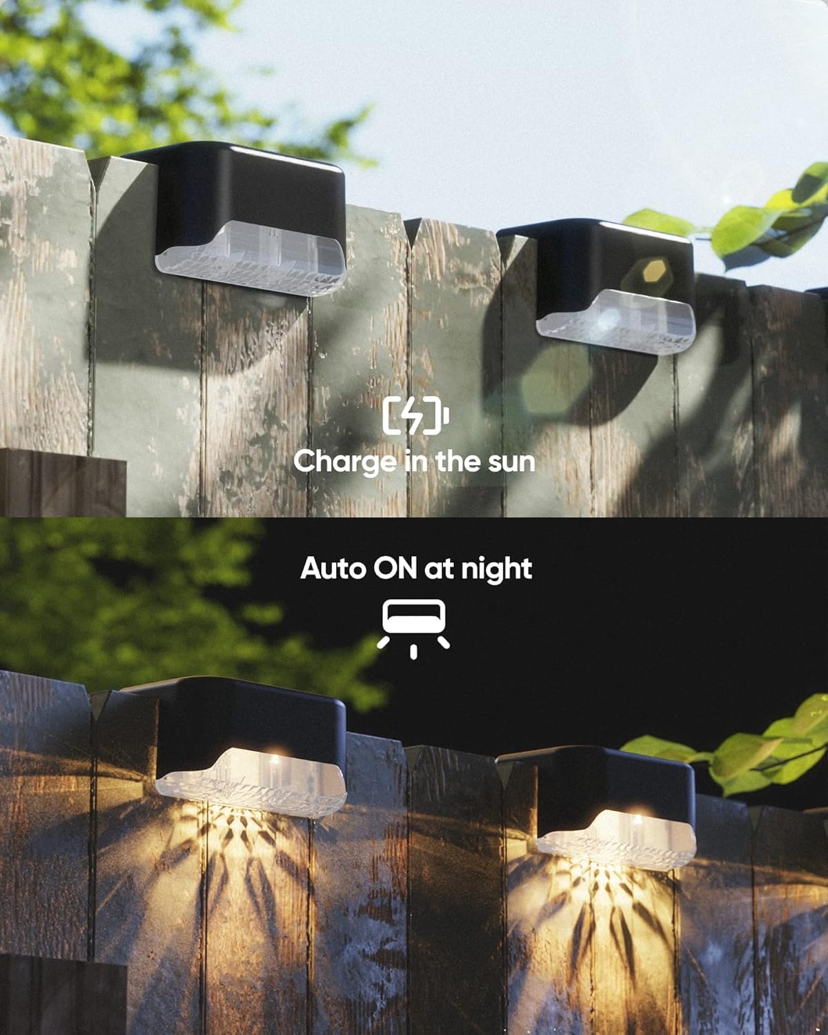 Solar Deck Lights 16 Pack Solar Fence Light Solar Powered Outdoor Step Light IP65 Waterproof LED Solar Pathway Light for Deck Fence Railing Garden Patio StairYard, Black