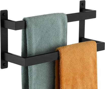 KOKOSIRI Towel Bars Black Bath Towel Holders 20 Inches Bathroom 2-Tiers Ladder Towel Rails Wall Mounted Towels Shelves Rack Stainless Steel, B5008BK-L20