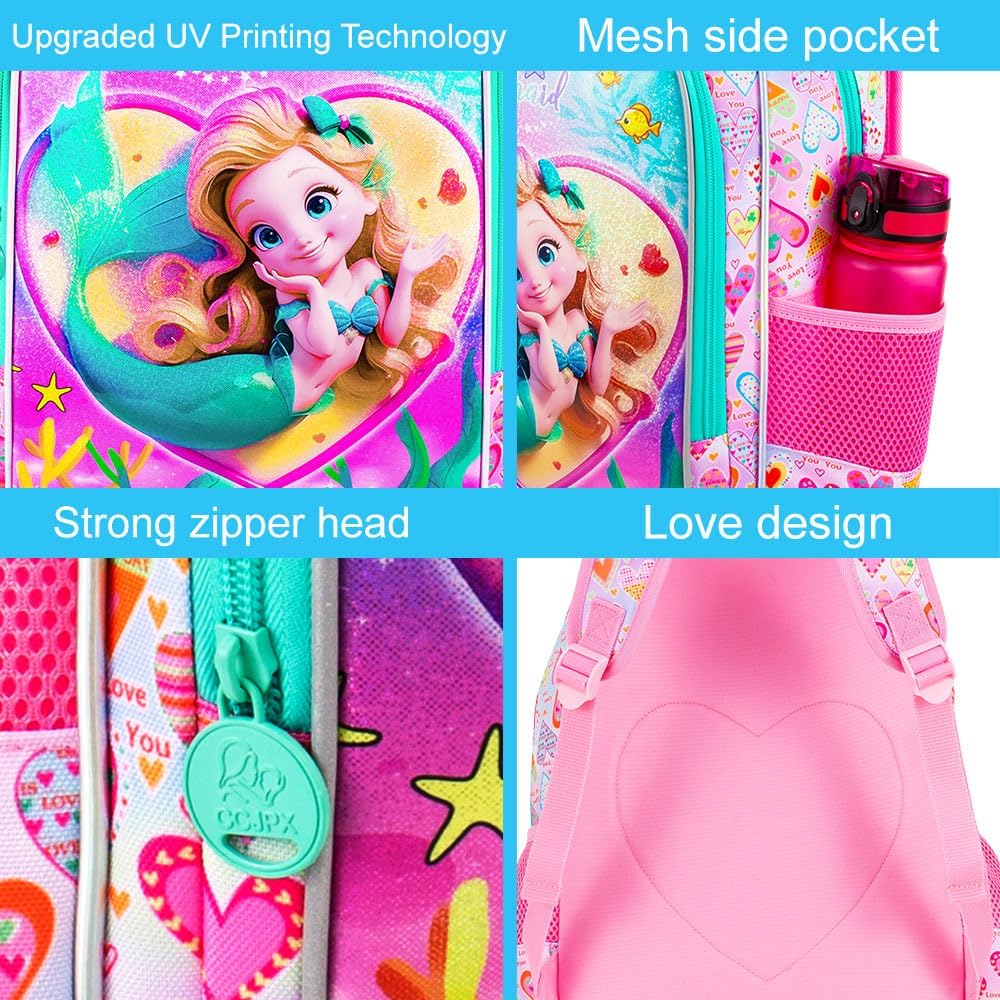 3pcs Backpack for Boys and Girls, 16” Kids Kindergarten Bookbag with Lunch Box, Cute Elementary Backpacks for Boy Girl