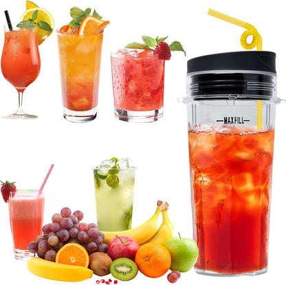 16oz Blender Cup Compatible with Ninja Blender BL660 BL740 BL770 BL780 BL810 QB3000, Single Serve Cup with Sip & Seal Lids for Nutri Ninja Replacement Parts
