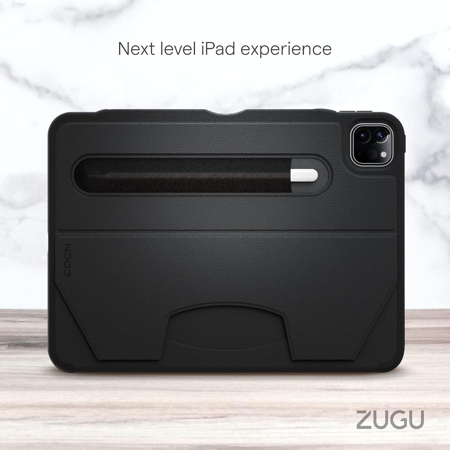 ZUGU iPad Pro 12.9 Case 2022/2021 6th & 5th Generation - Ultra Slim Protective Cover - Wireless Apple Pencil Charging - Convenient 10-Angle Magnetic Stand & Auto Sleep/Wake [ Black ]