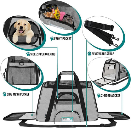 Premium Airline Approved Soft-Sided Pet Travel Carrier by PetAmi | Ventilated, Comfortable Design with Safety Features | Perfect For Plane or Car | Ideal for Small to Medium Sized Cats, Dogs, and Pets