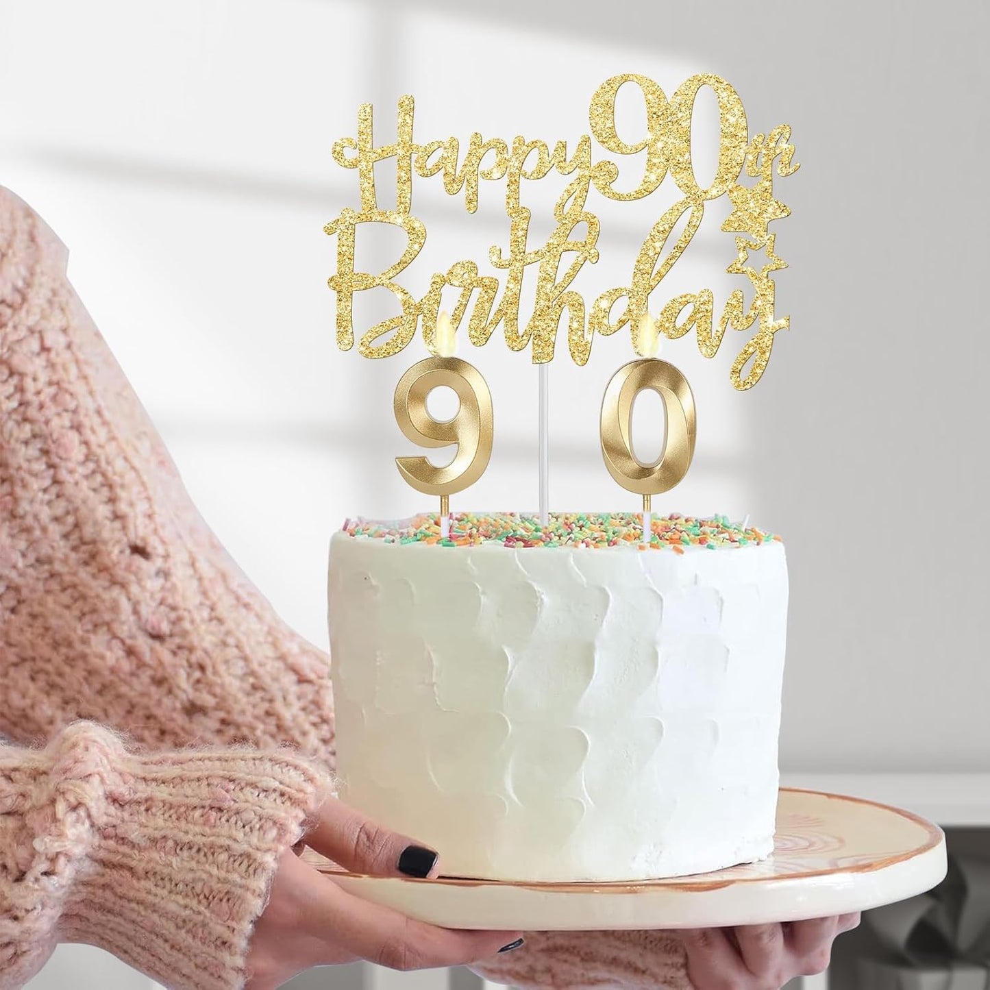 65th Birthday Decorations for Women, Including 65th Birthday Sash and Crown, Cake Topper and Candles, Number Balloons Rose Gold, 65 Year Old Gifts for Women