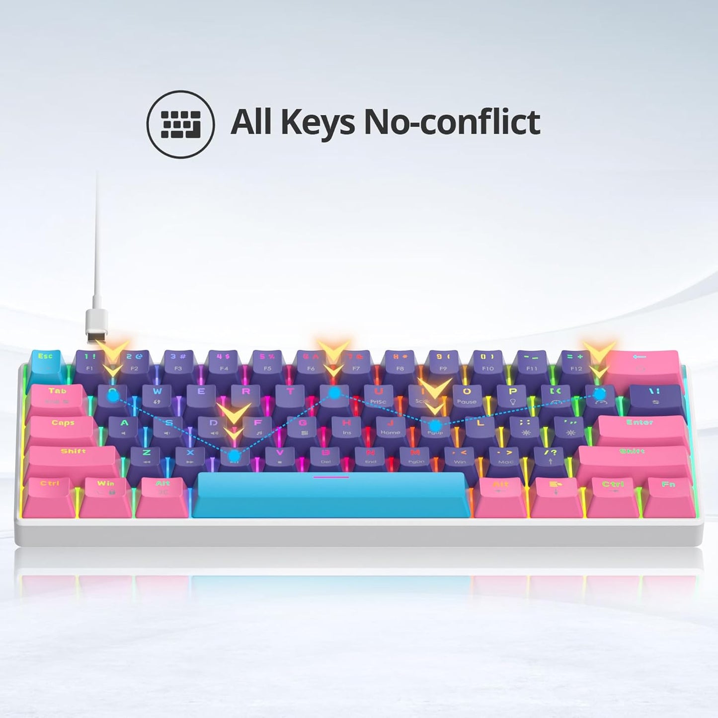 Fogruaden Full Size Mechanical Keyboard, Green Matcha Keyboard, Wired USB 104 Keys RGB Backlit Gaming Keyboard with Number Pad, Red Switches, NKRO Mechanical Keyboard for Windows Laptop PC Gamer