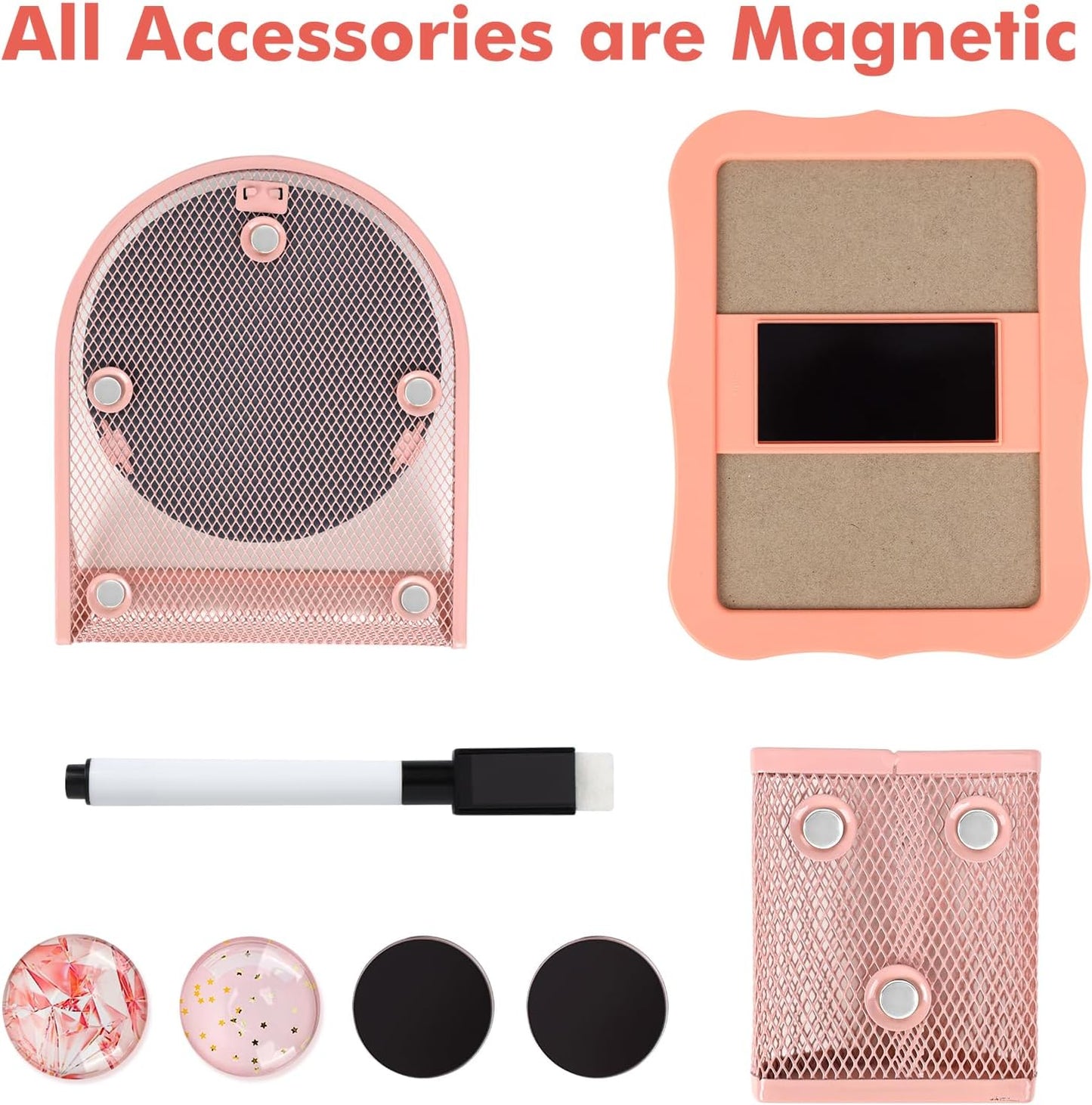 Locker Accessories Kit, Back to School Essentials, 9 Pieces Locker Organizer Supplies with Magnetic, Locker Decor Includes Whiteboard, Locker Mirror, Magnets, and Other Locker Decorations