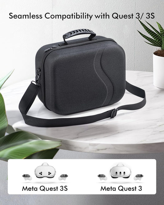 Large Carrying Case for Meta Quest 3S,Hard Travel Case for BOBOVR S3 Pro/Kiwi Design Battery Head Strap,Controllers and Other Accessories,Portable Storage Travel Bag for Oculus Quest 3S/Quest 3(Black)