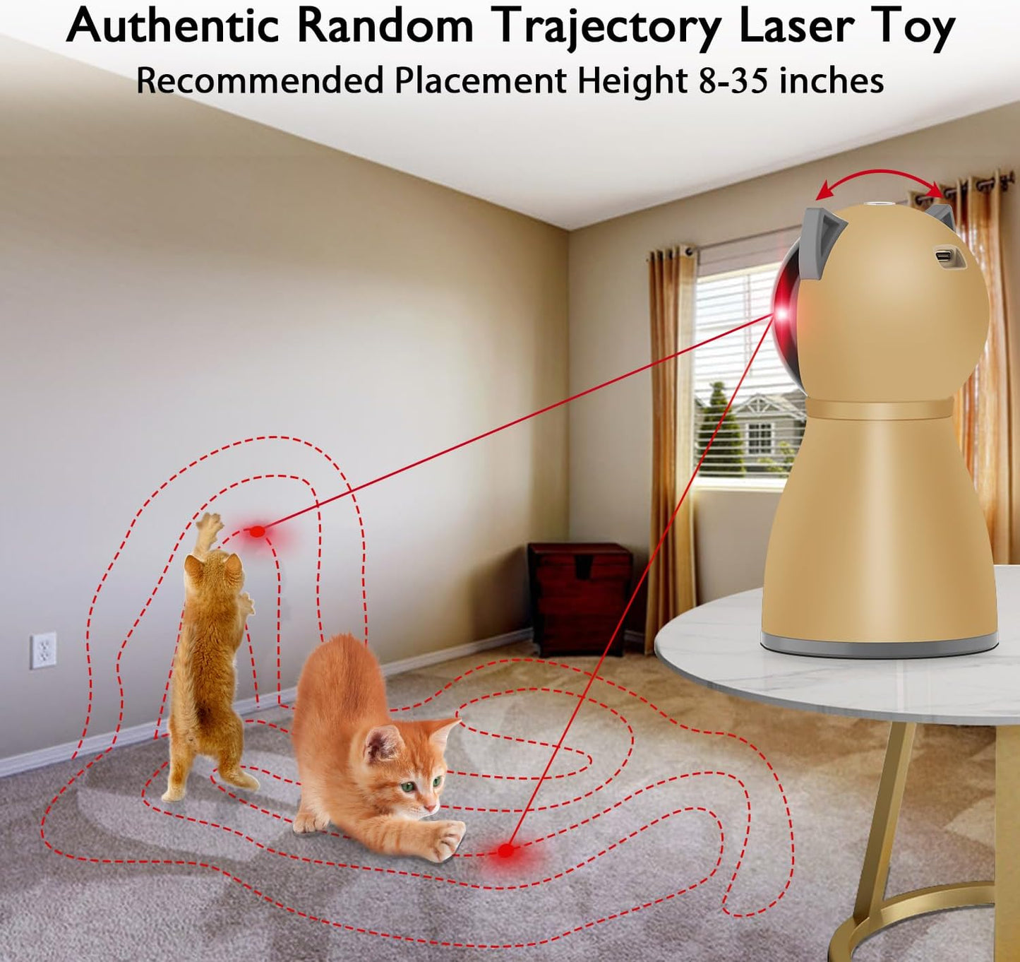 Valonii Interactive Cat Laser Toy Automatic for Indoor Cats,Real Random Trajectory Rechargeable Laser Cat Toys for Indoor Cats/Kittens/Dogs