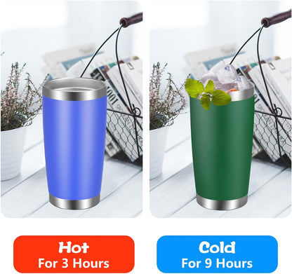 VEGOND 20oz Tumbler with Lid and Straw Stainless Steel Tumbler Cup Bulk Vacuum Insulated Double Wall Travel Coffee Mug Powder Coated Coffee Cup (Bluish Violet 6 Pack)