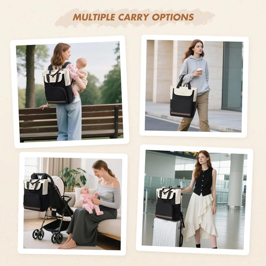 Diaper Bag Backpack with Portable Changing Pad 25L Baby Bag Insulated lunch box Backpack Fits 17.3" Laptop