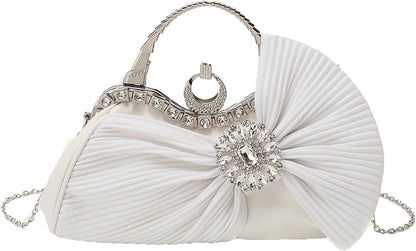 Buric Clutch Purses for Women Rhinestone Evening Handbag Bridal Wedding Prom Purse Formal Party Bow Tie Clutch for Women