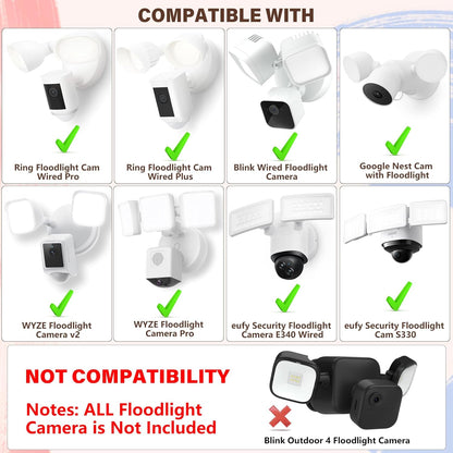 Câble d'alimentation et support enfichable pour caméras de projecteur compatibles avec Floodlight Cam Wired Pro/Plus, caméra de projecteur filaire Blink, boîtier électrique avec câble résistant aux intempéries de 6,1 m (support et cordon 2 en 1)