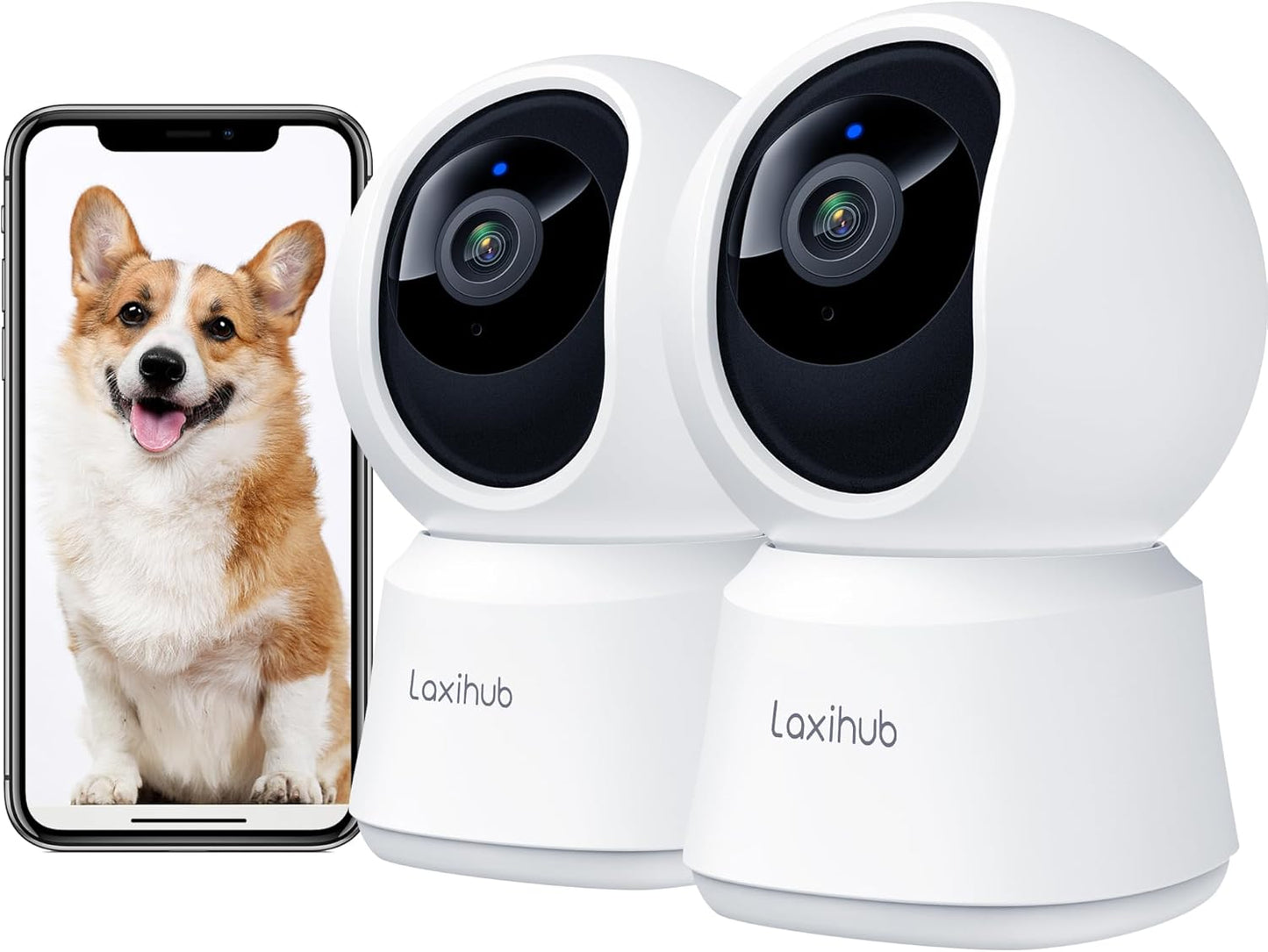 360° View 2K Pet Camera with Phone App, Indoor Security Camera, P2T Baby Monitor, Pan/Tilt, Motion & Sound Detection, Night Vision,Two-Way Audio, Works with Alexa