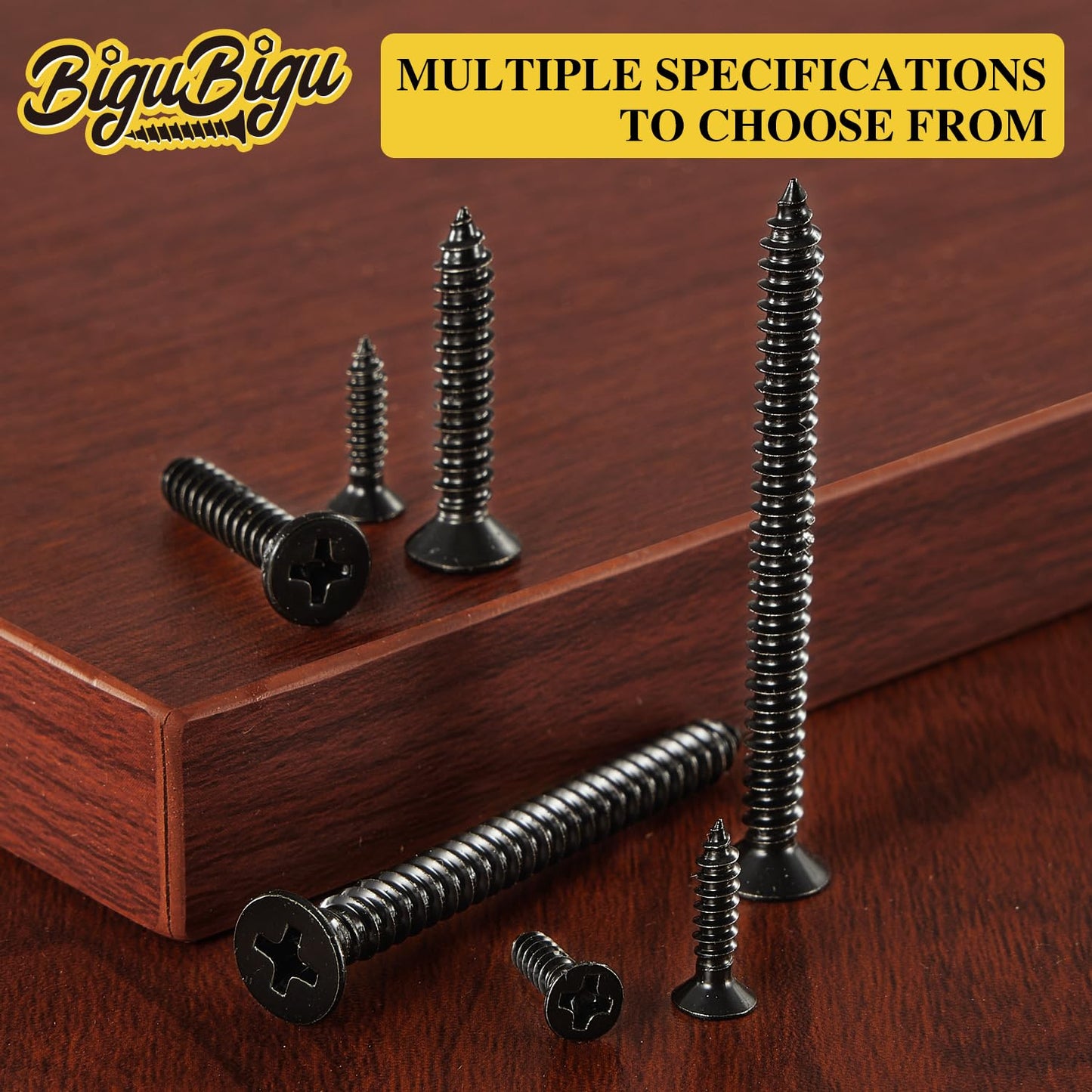 #4 * 2" Wood Screws, Flat Head Phillips Black Stainless Steel, 100Pcs Corrosion Resistant for Wood, Drywall Applications, and Outdoor Use