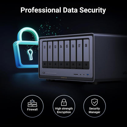 UGREEN NASync DXP4800 Plus 4-Bay Desktop NAS, Intel Pentium Gold 8505 5-Core CPU, 8GB DDR5 RAM, 128G SSD, 1 * 10GbE, 1 * 2.5GbE, 2 * M.2 NVMe Slots, 4K HDMI, Network Attached Storage (Diskless)