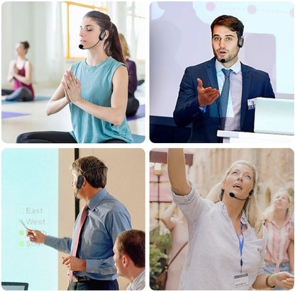 Wireless Microphone Headset, UHF Mic Speaker System for Teaching | USB-C Charging, Cordless Head Microphones for Voice Amplifier, 164ft Range, Idear for Speaking Tour Guides Fitness Instructor