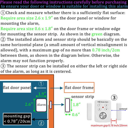 3 Pack Door Alarms with Delay When Left Open 130db Window Break Sliding Siren Vibration Detect Sensor for Home, Apartment Security. Keypad Intruder Burglar Entry Alert. Pool Alarm for Kids Safety