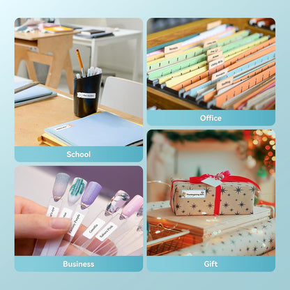 NIIMBOT D110 Mini Label Maker Machine with Tape(Pre-Cut Size 12x40mm), Portable Bluetooth Sticker Printer, Inkless Automatic Feeding One-Touch Custom Printing, Compatible with Phone Only