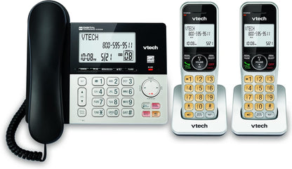 VTech DECT 6.0 1-Handset Corded/Cordless Phone for Home with Answering Machine, Call Blocking, Caller ID, Large Backlit Display, Duplex Speakerphone, Intercom, Landline Line-Power: VG208