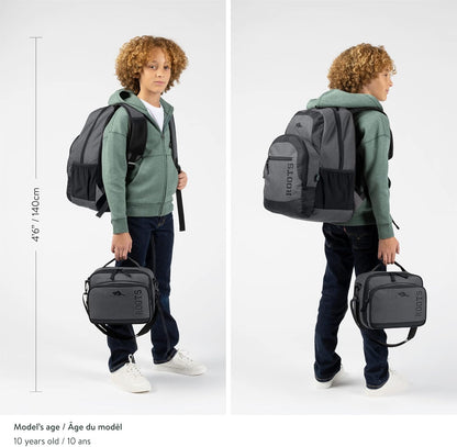 Roots Athletic 3-in-1 Matching Water Resistant Teen Backpack and Lunch Bag Set with Bonus Pencil Case - Made from 100% Recycled Fabrics - 34 litres, Blue Black Navy Camo, XL