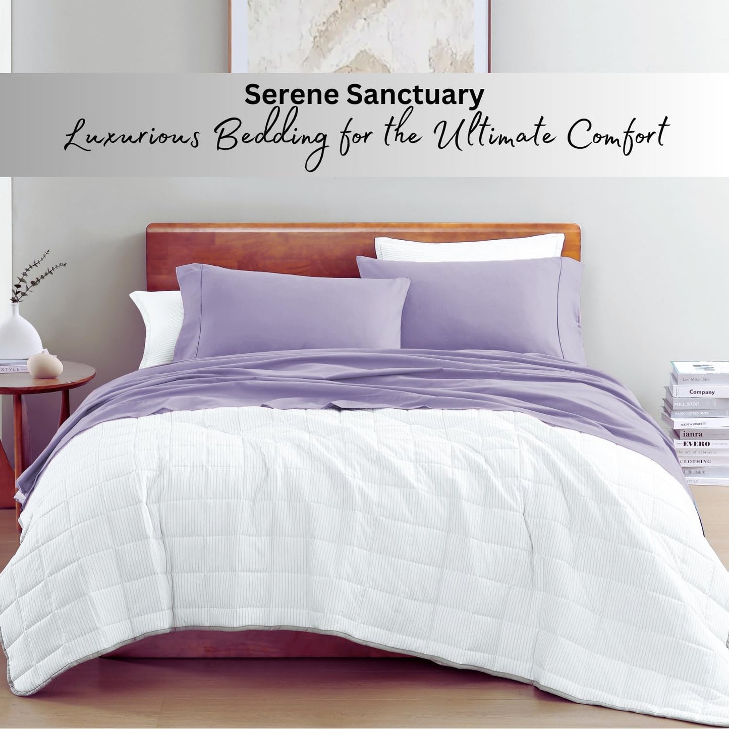 Lane Linen 100% Organic Cotton Queen Sheet Set, 4-Piece Percale Bed Sheets for Queen Bed - Soft, Breathable, Hypoallergenic, Deep Pocket Fits Mattress Up to 15" Deep, Hotel Quality Sheets - White