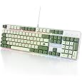 Owpkeenthy Full Size Green Mechanical Gaming Keyboard with Number Pad, Wired 100% Office NKRO Keyboard RGB Backlit 104 Keys with Red Switch for PC Gamer (104 Matcha)